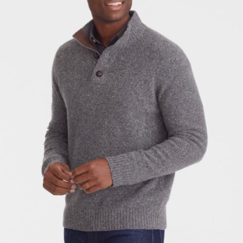 UNTUCKit Gordonne Lambswool Gray Donegal Sweater Medium